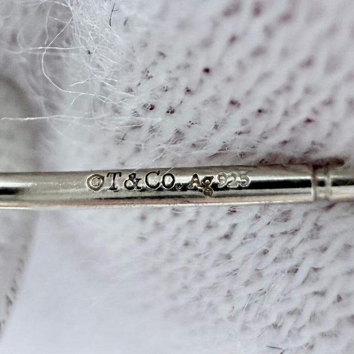 Great Tiffany&Co. Supreme Pierce Heart Tag Earrings Silver AG925 Women