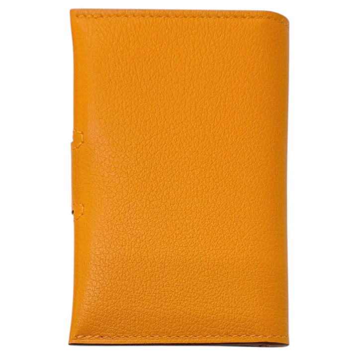 Excellent HERMES Card Case RMS Crude cell apricot Evercolor Leather mens