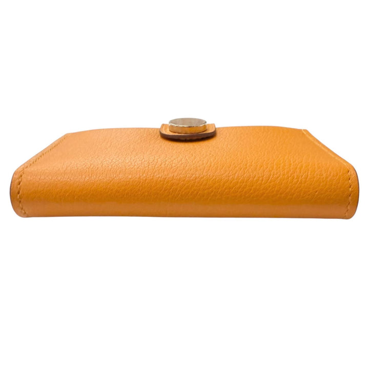 Excellent HERMES Card Case RMS Crude cell apricot Evercolor Leather mens