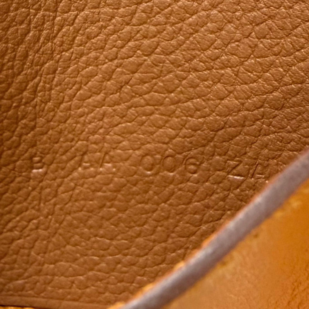 Excellent HERMES Card Case RMS Crude cell apricot Evercolor Leather mens