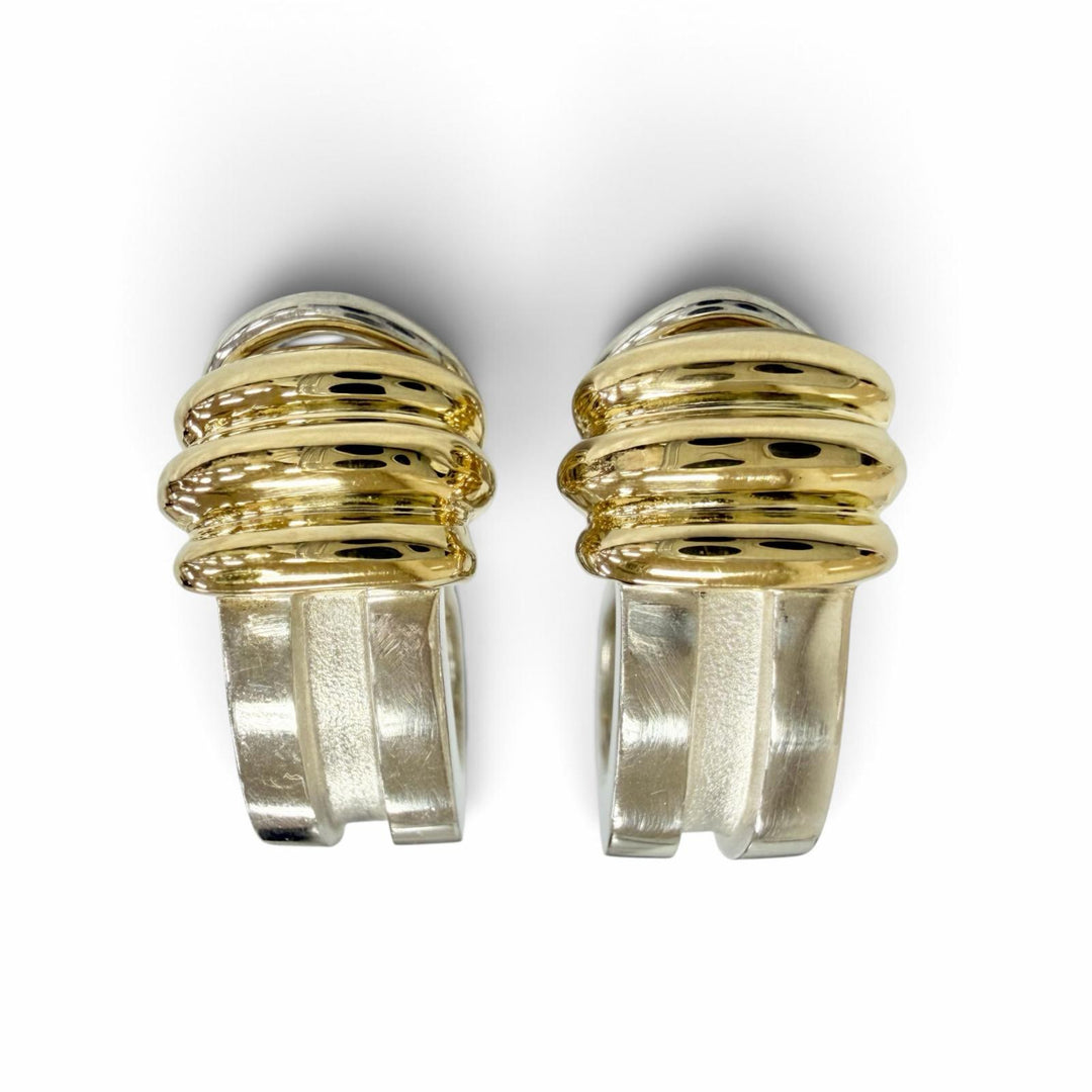 Great TIFFANY&Co. Earring Grooved Combo Earring Silver 925 Women