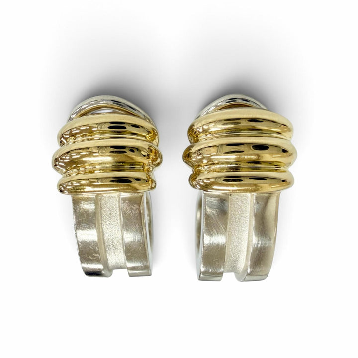 Great TIFFANY&Co. Earring Grooved Combo Earring Silver 925 Women