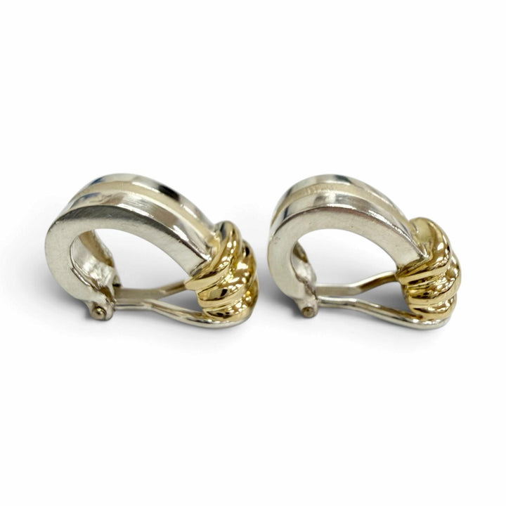 Great TIFFANY&Co. Earring Grooved Combo Earring Silver 925 Women