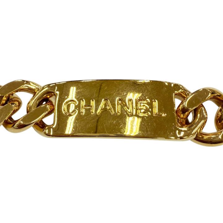 Great CHANEL belt With logo・COCO Mark coin chain belt gold metal Women 93A