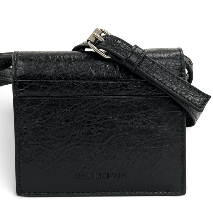 Excellent BALENCIAGA Bifold Wallet Le Cagole Shoulder wallet black leather mens