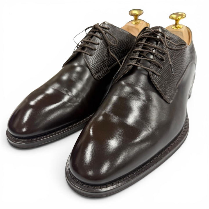 Great LOUIS VUITTON Leather shoes Lace-up LV stamp Dark brown Epi mens 6.5