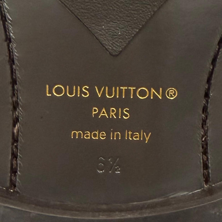 Great LOUIS VUITTON Leather shoes Lace-up LV stamp Dark brown Epi mens 6.5