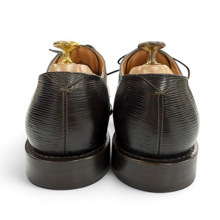 Great LOUIS VUITTON Leather shoes Lace-up LV stamp Dark brown Epi mens 6.5