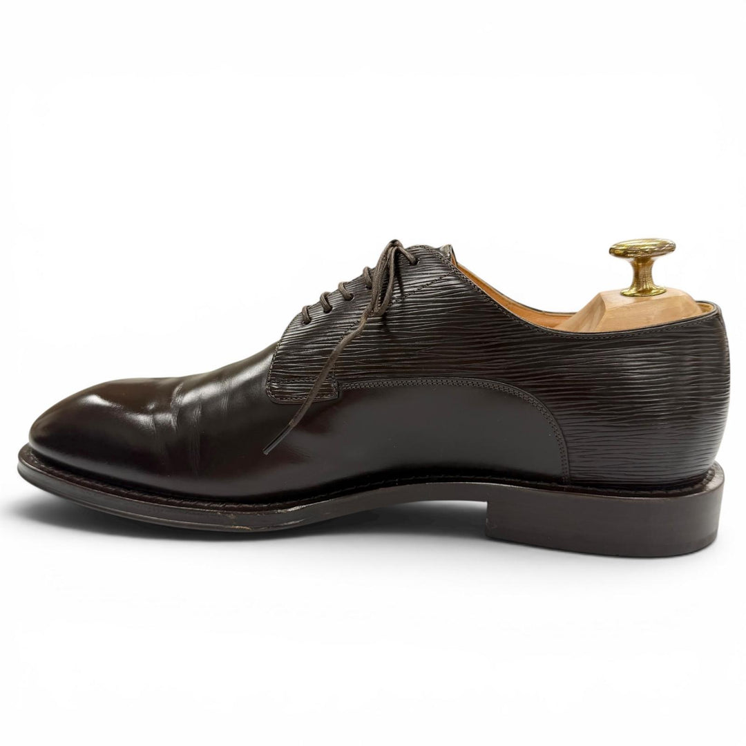 Great LOUIS VUITTON Leather shoes Lace-up LV stamp Dark brown Epi mens 6.5