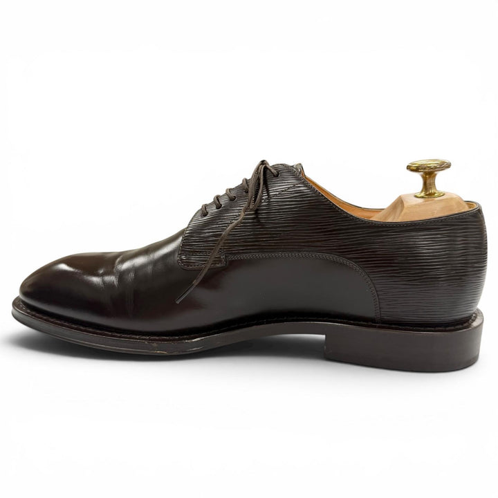 Great LOUIS VUITTON Leather shoes Lace-up LV stamp Dark brown Epi mens 6.5