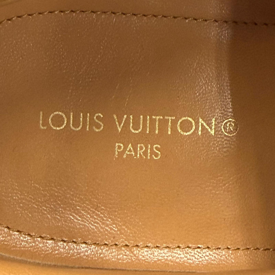 Great LOUIS VUITTON Leather shoes Lace-up LV stamp Dark brown Epi mens 6.5