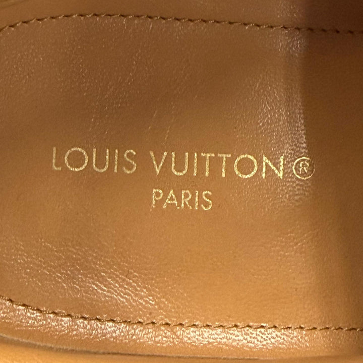 Great LOUIS VUITTON Leather shoes Lace-up LV stamp Dark brown Epi mens 6.5