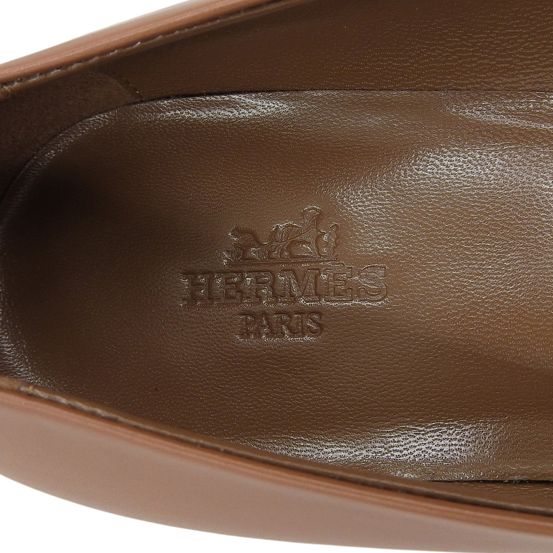 Excellent HERMES pumps Api buckle pointed toe Brown leather Women 36
