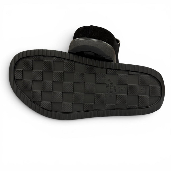 Pristine LOUIS VUITTON Sandals LV Easy Mules Suede leather mens 7
