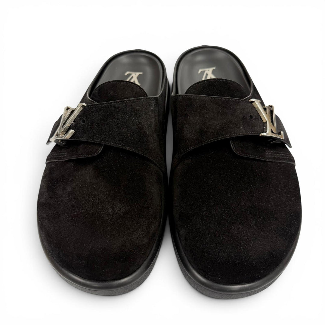 Pristine LOUIS VUITTON Sandals LV Easy Mules Suede leather mens 7