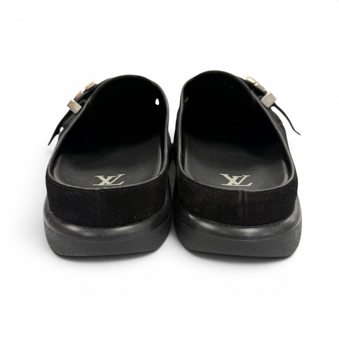 Pristine LOUIS VUITTON Sandals LV Easy Mules Suede leather mens 7