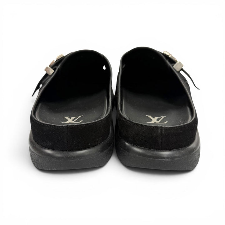 Pristine LOUIS VUITTON Sandals LV Easy Mules Suede leather mens 7