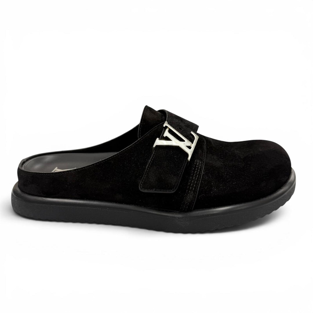 Pristine LOUIS VUITTON Sandals LV Easy Mules Suede leather mens 7