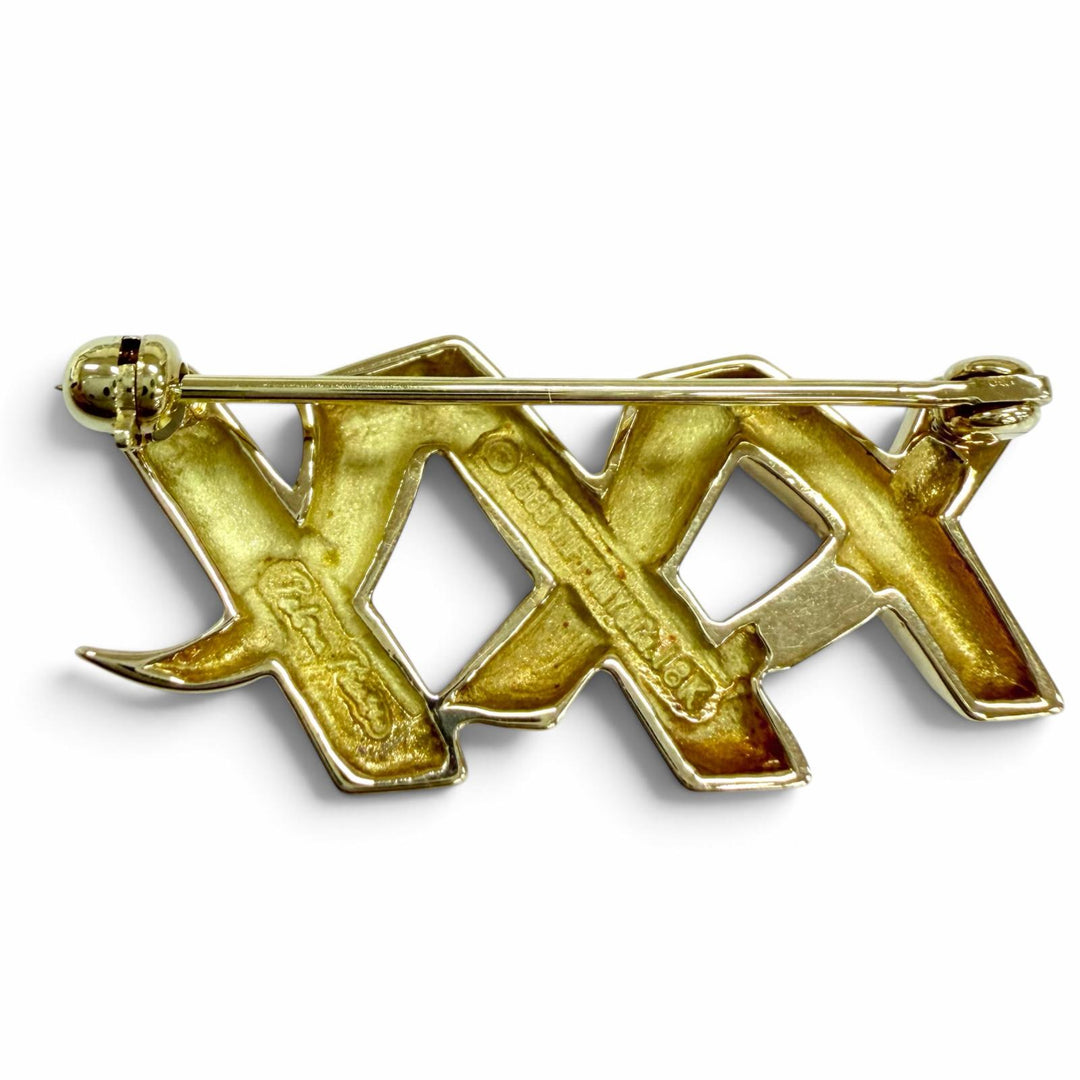 Great TIFFANY&Co. Brooch Kiss Brooch Yellow Gold 18K Women