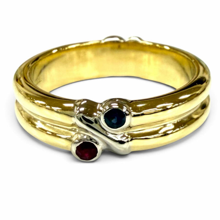 Excellent TIFFANY&Co. Ring ring Signature Sapphire Ruby Yellow Gold 750(YG WG)