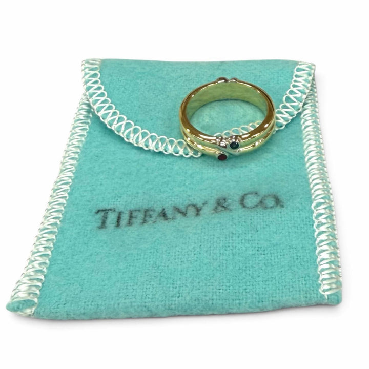 Excellent TIFFANY&Co. Ring ring Signature Sapphire Ruby Yellow Gold 750(YG WG)