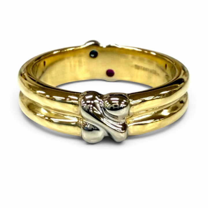 Excellent TIFFANY&Co. Ring ring Signature Sapphire Ruby Yellow Gold 750(YG WG)