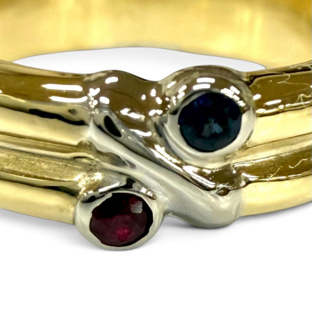 Excellent TIFFANY&Co. Ring ring Signature Sapphire Ruby Yellow Gold 750(YG WG)