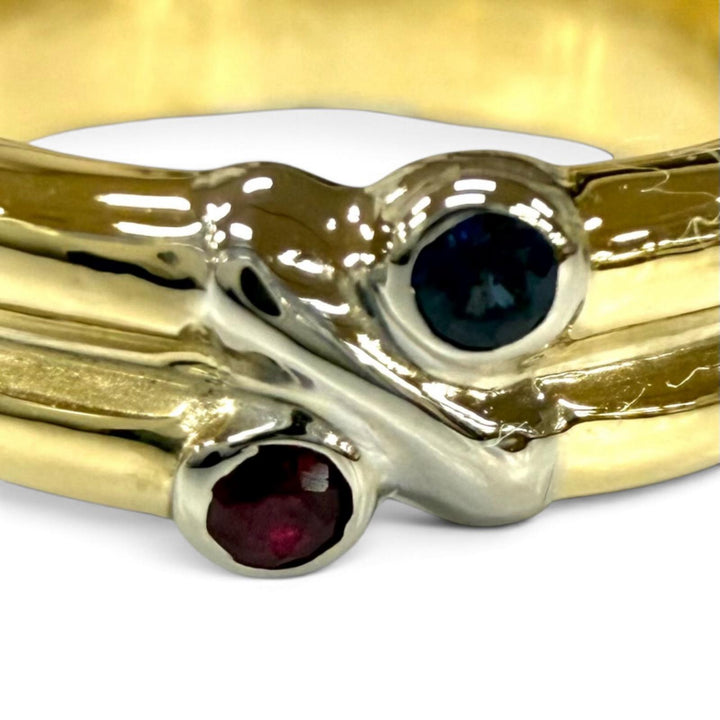 Excellent TIFFANY&Co. Ring ring Signature Sapphire Ruby Yellow Gold 750(YG WG)