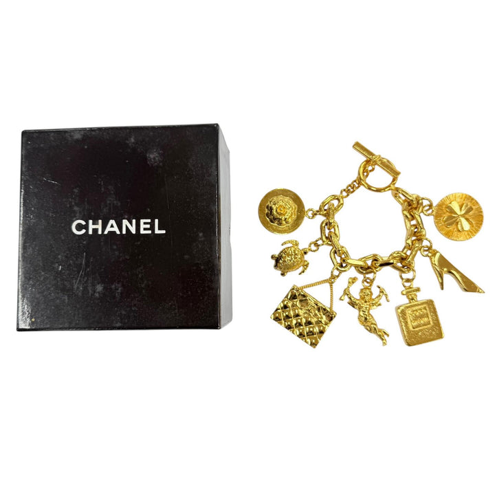 Great CHANEL bracelet Icon Charm 7-Strand Bangle gold metal Women