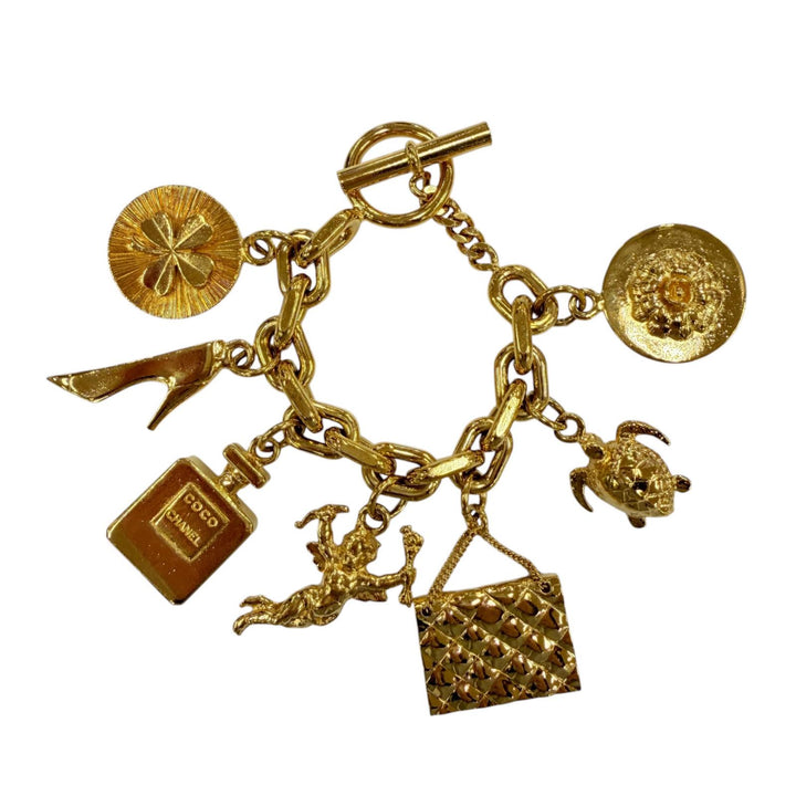 Great CHANEL bracelet Icon Charm 7-Strand Bangle gold metal Women