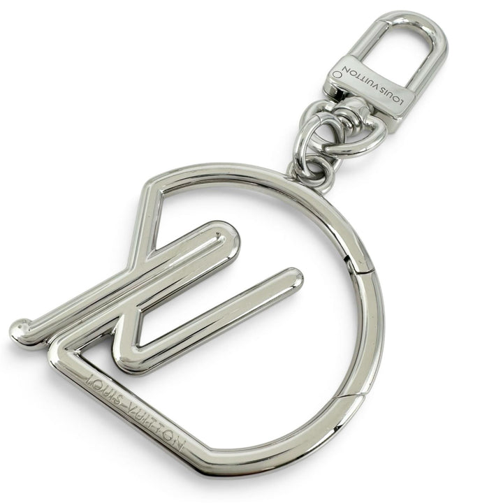 Excellent LOUIS VUITTON charm Keychain LV Tubular key ring Silver Women M01935