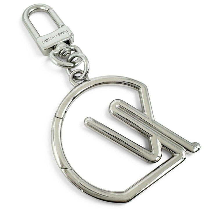 Excellent LOUIS VUITTON charm Keychain LV Tubular key ring Silver Women M01935
