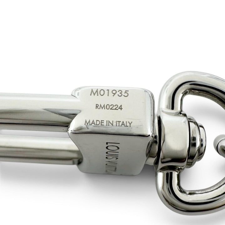 Excellent LOUIS VUITTON charm Keychain LV Tubular key ring Silver Women M01935