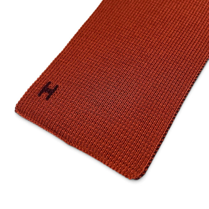 Excellent HERMES tie H logo embroidered bicolor knit tie Red silk mens