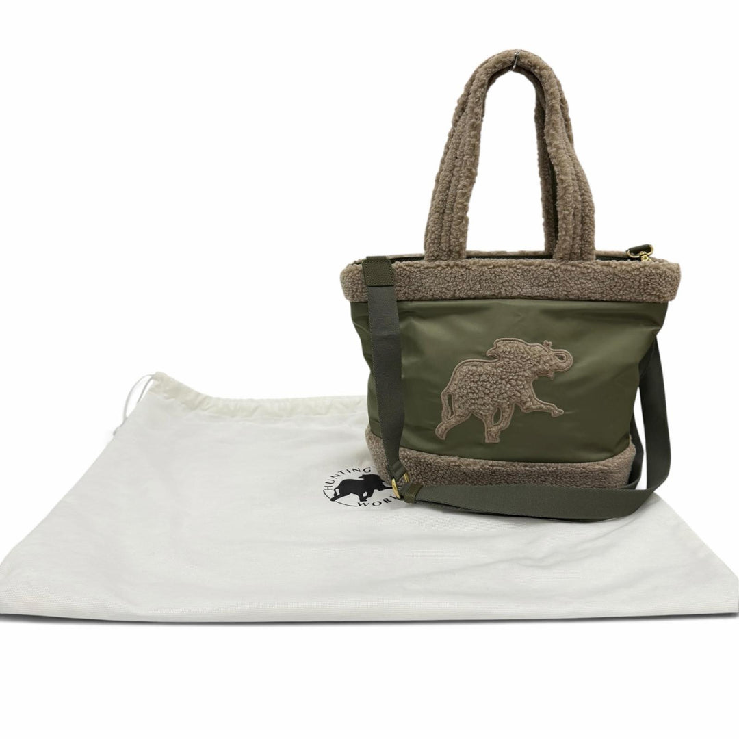 Great HUNTING WORLD Handbag Dolce Boa 2-Way Shoulder Bag khaki Nylon Women