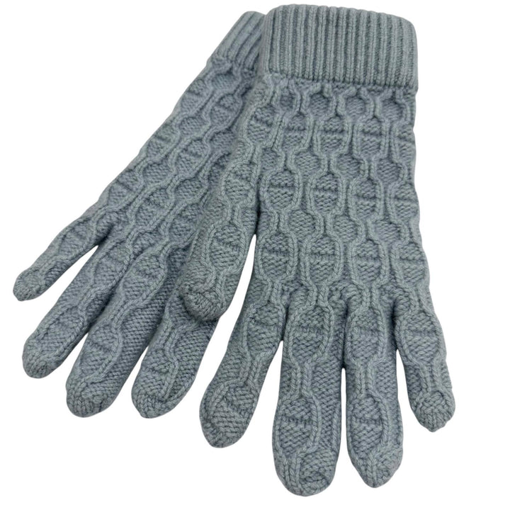 Excellent HERMES gloves Tri Maillon Knit gloves Light blue cashmere mens S
