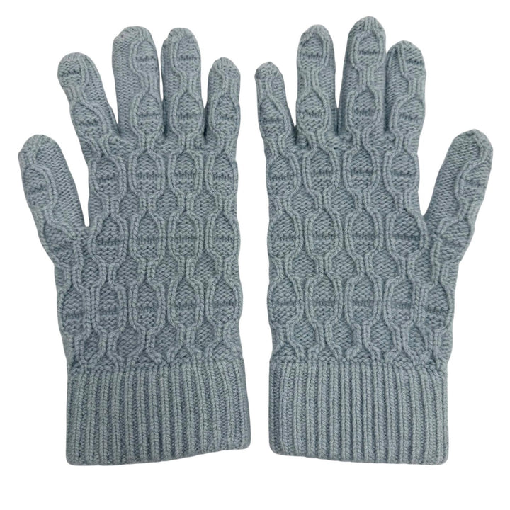 Excellent HERMES gloves Tri Maillon Knit gloves Light blue cashmere mens S