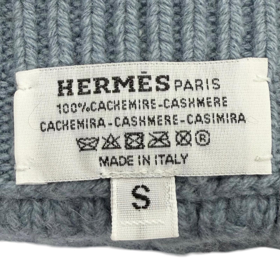 Excellent HERMES gloves Tri Maillon Knit gloves Light blue cashmere mens S