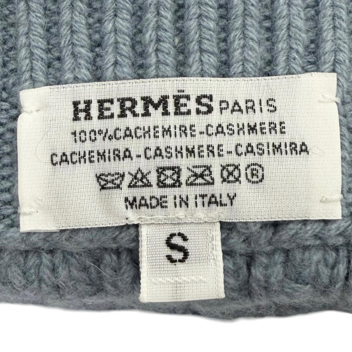 Excellent HERMES gloves Tri Maillon Knit gloves Light blue cashmere mens S