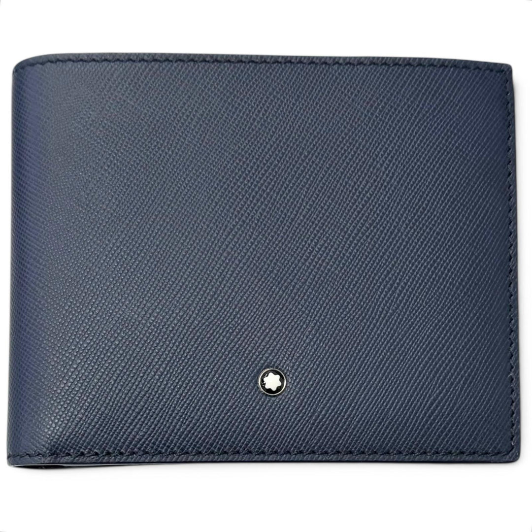 Pristine MONTBLANC Bill Compartment White Star Bifold Wallet Navy