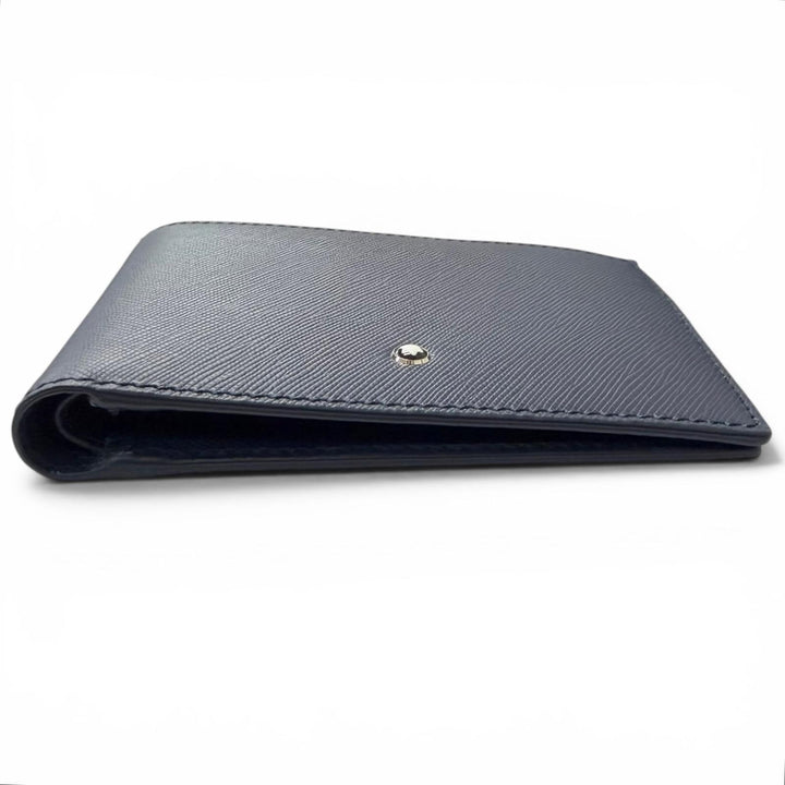 Pristine MONTBLANC Bill Compartment White Star Bifold Wallet Navy