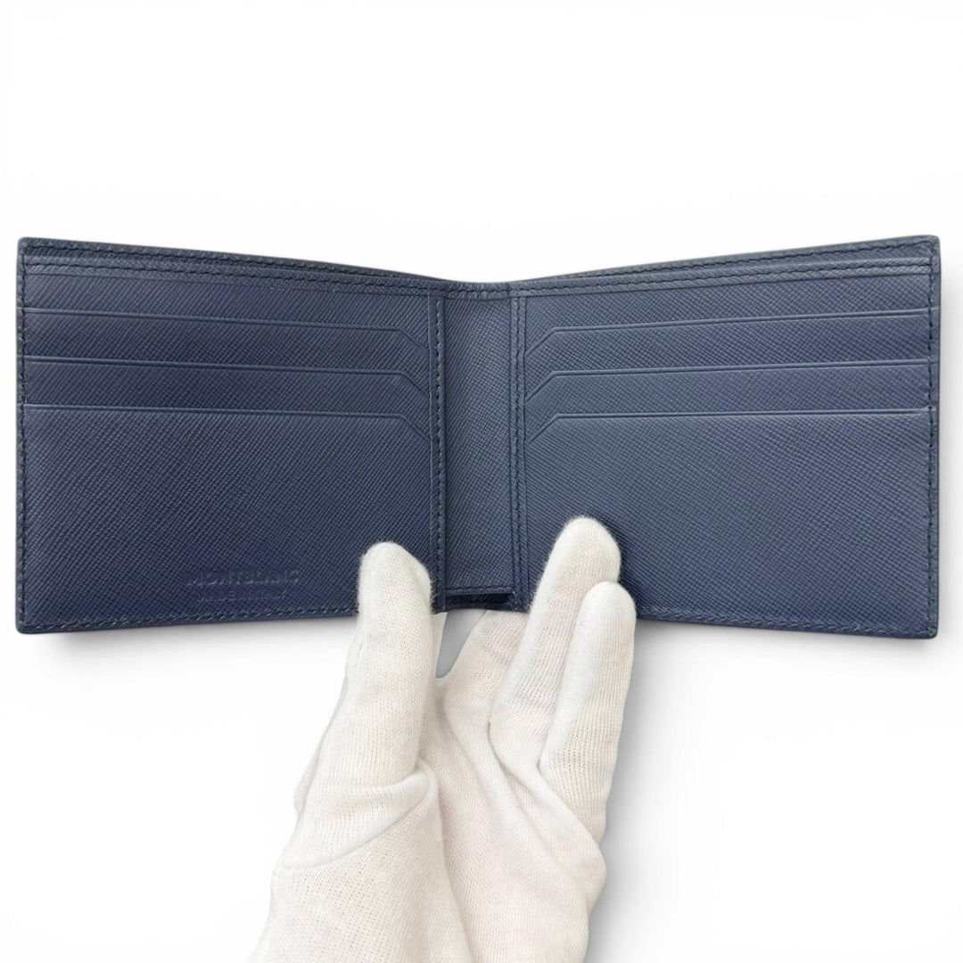 Pristine MONTBLANC Bill Compartment White Star Bifold Wallet Navy