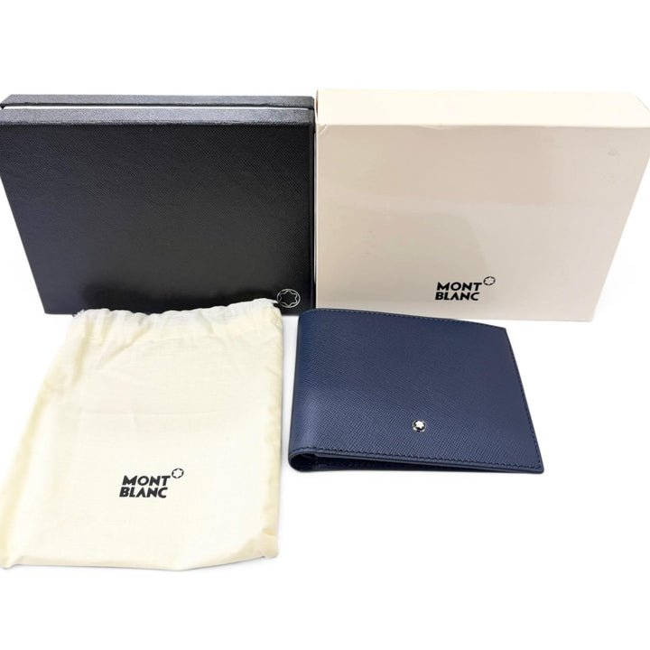 Pristine MONTBLANC Bill Compartment White Star Bifold Wallet Navy