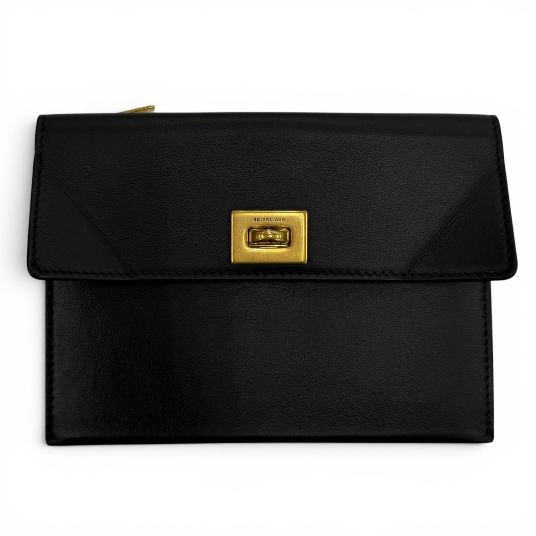 Great BALENCIAGA Card Case Rodeo Large Coin Card Holder black 817716