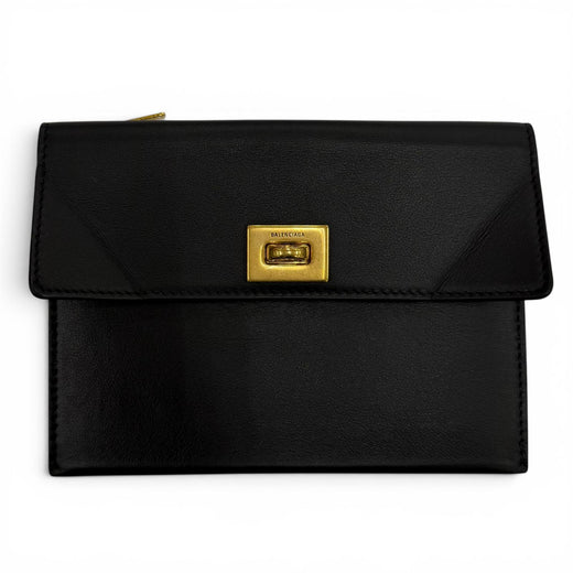 Great BALENCIAGA Card Case Rodeo Large Coin Card Holder black 817716