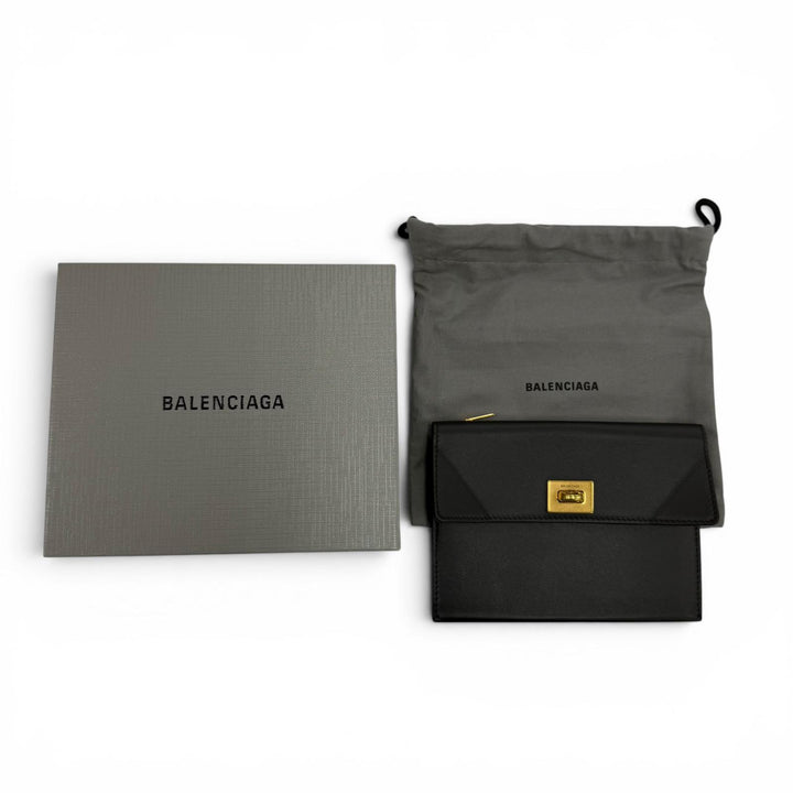 Great BALENCIAGA Card Case Rodeo Large Coin Card Holder black 817716