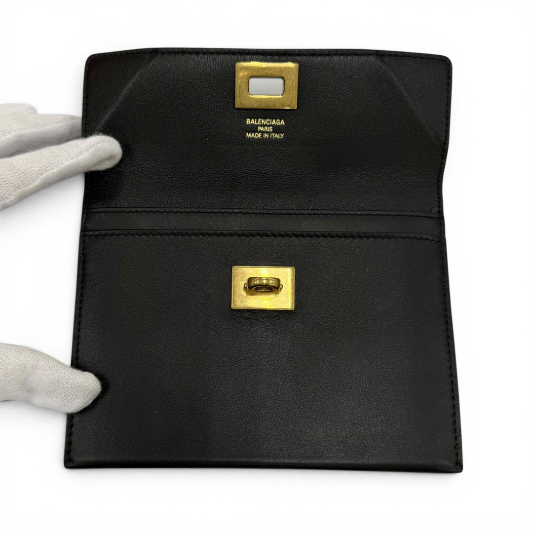 Great BALENCIAGA Card Case Rodeo Large Coin Card Holder black 817716