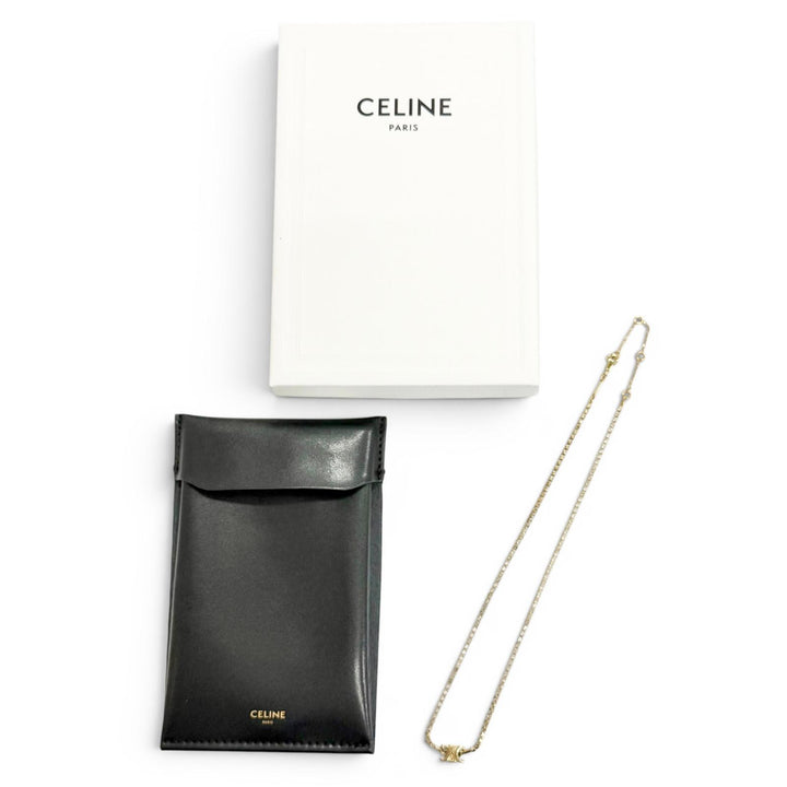 Very Good CELINE Necklace Triomphe Sparkle Rhinestones gold Women