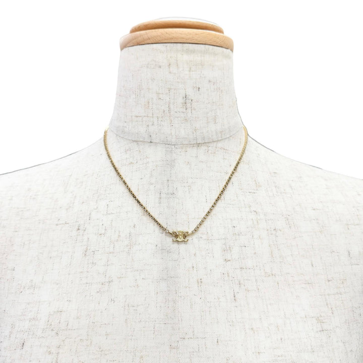 Very Good CELINE Necklace Triomphe Sparkle Rhinestones gold Women