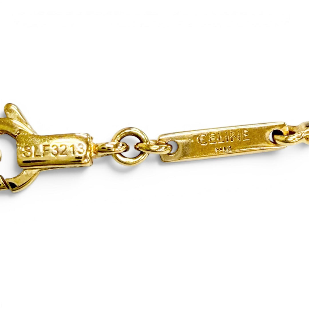 Very Good CELINE Necklace Triomphe Sparkle Rhinestones gold Women